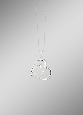 Romantischer Doppelherz-Anhänger in Silber 925/- fein