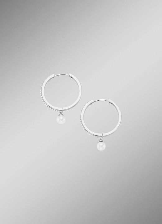 Ohrschmuck - Klappcreolen mit Zirkonia, in Farbe  Ansicht 2