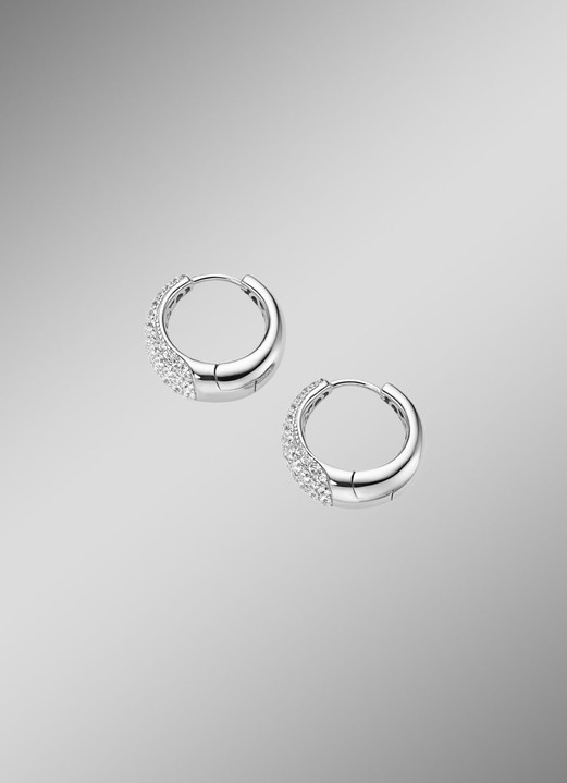 Ohrschmuck - Klappcreolen mit Zirkonia, in Farbe  Ansicht 2