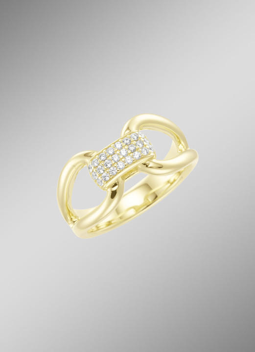 Ringe - Vergoldeter Damenring mit Zirkonia, in Größe 160 bis 190, in Farbe  Ansicht 1