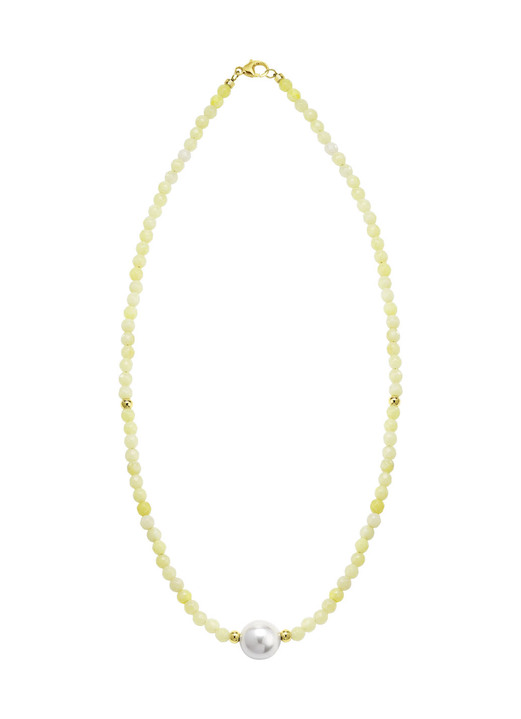Halsketten - Halskette mit Perlenschimmer und Edelsteinglanz, in Farbe  Ansicht 2