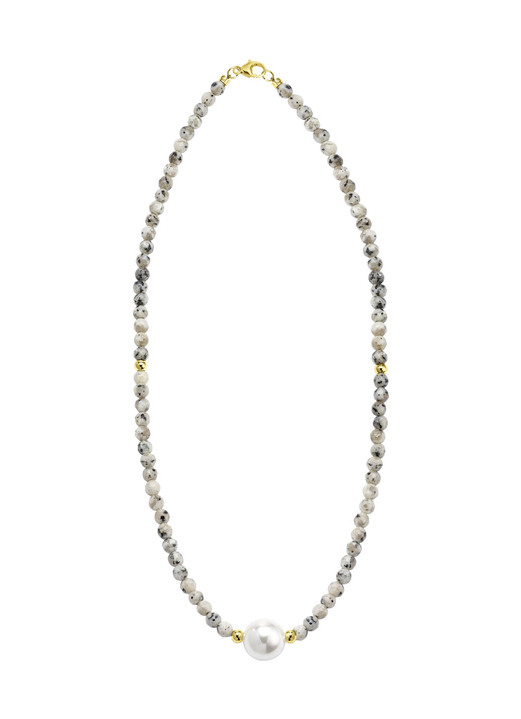 Schmuck & Uhren - Halskette mit Perlenschimmer und Edelsteinglanz, in Farbe  Ansicht 2