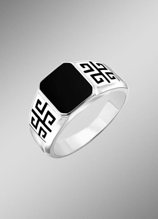Ringe - Markanter Herrenring mit schwarzem Achat, in Größe 180 bis 240, in Farbe  Ansicht 1