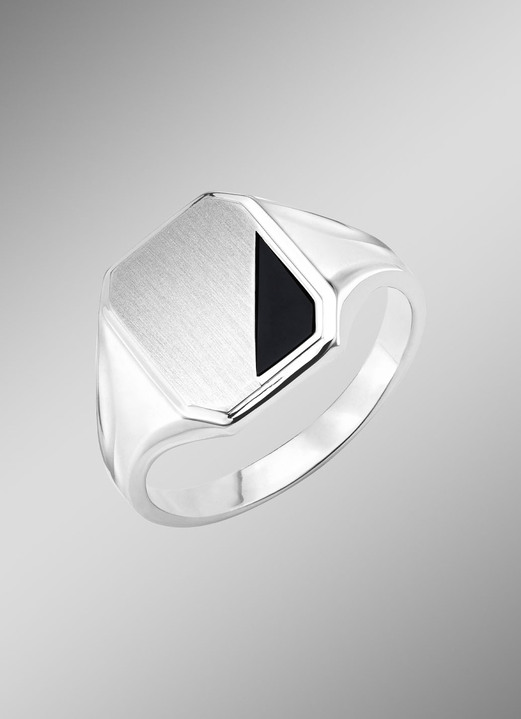 Ringe - Eleganter Herrenring mit schwarzem Achat, in Größe 180 bis 240, in Farbe  Ansicht 1