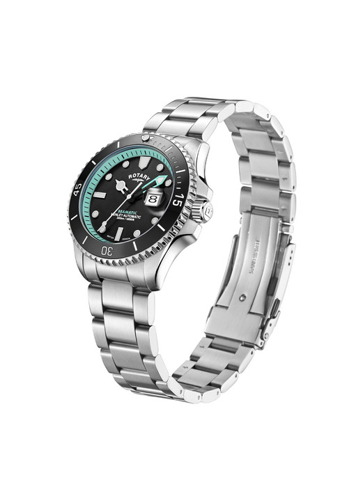 Mechanikuhren / Automatikuhren - Rotary-Henley-Seamatic-Automatik-Taucheruhr mit Edelstahlgehäuse, in Farbe , in Ausführung grüne Akzente Ansicht 7