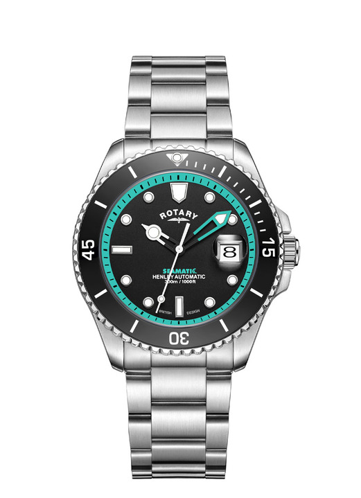 Mechanikuhren / Automatikuhren - Rotary-Henley-Seamatic-Automatik-Taucheruhr mit Edelstahlgehäuse, in Farbe , in Ausführung grüne Akzente Ansicht 6