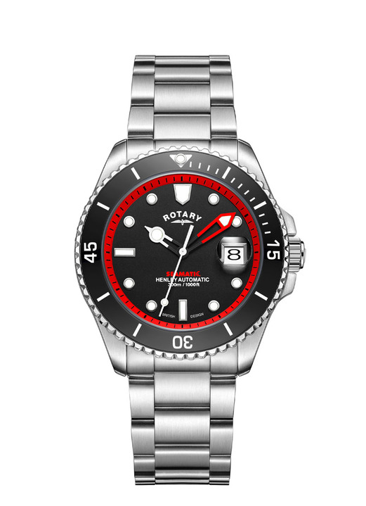 Mechanikuhren / Automatikuhren - Rotary-Henley-Seamatic-Automatik-Taucheruhr mit Edelstahlgehäuse, in Farbe , in Ausführung grüne Akzente Ansicht 13