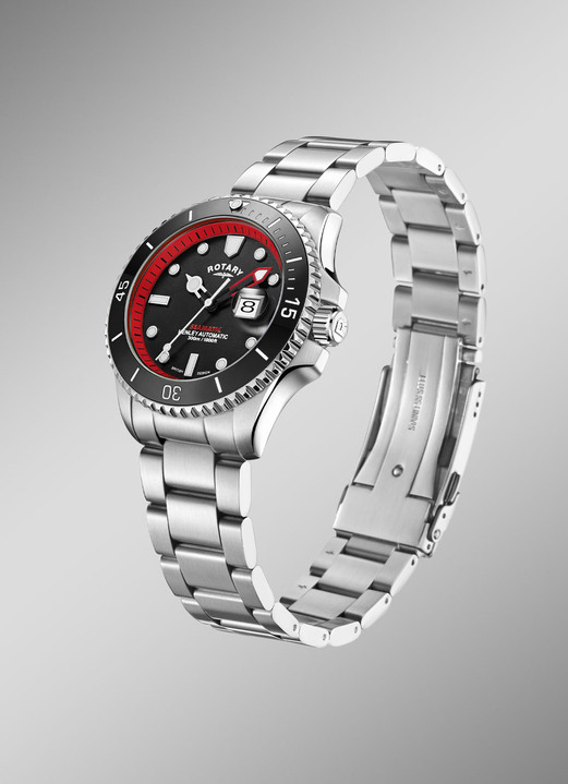 Mechanikuhren / Automatikuhren - Rotary-Henley-Seamatic-Automatik-Taucheruhr mit Edelstahlgehäuse, in Farbe , in Ausführung grüne Akzente Ansicht 11