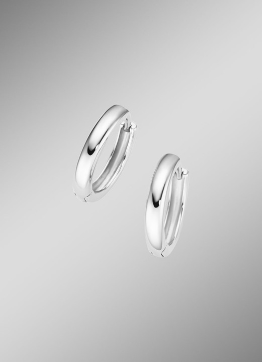 Herren-Modeschmuck - Glänzende Klappcreolen in edlem Silber, in Farbe  Ansicht 1