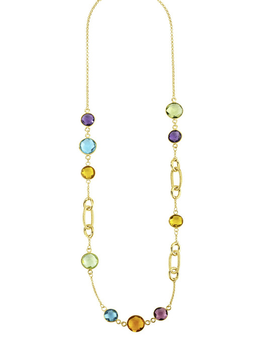 Halsketten - Farbenfrohe Eleganz: Halskette mit Quarzen, in Farbe  Ansicht 2