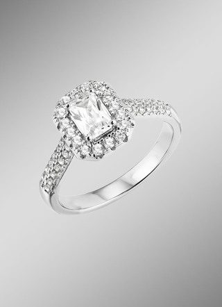 Eleganter Damenring mit synth. Zirkonia