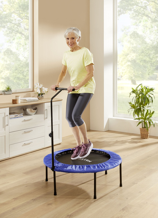- Trampolin mit höhenverstellbarer Griffstange, in Farbe BLAU-SCHWARZ Ansicht 1