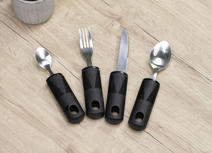 Praktische Hilfsmittel - Wellys® Senioren-Besteck, 4-teilig Ansicht 3 Praktische Hilfsmittel - Wellys® Senioren-Besteck, 4-teilig, in Farbe SCHWARZ-SILBER Ansicht 3