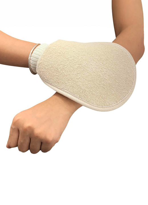 Badhilfen - Massagebürste mit Waschhandschuh, in Farbe CREME Ansicht 2