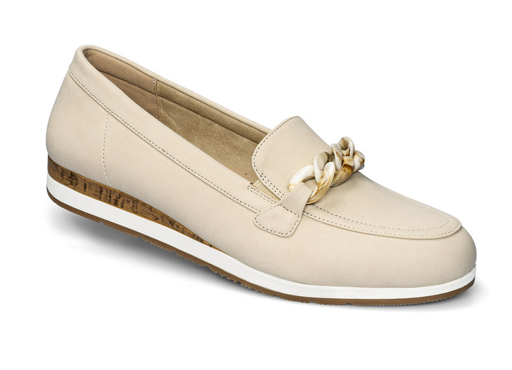 Slipper & Schnürschuhe - Bequemer Slipper in  Veloursleder-Optik, in Größe 036 bis 041, in Farbe BEIGE Ansicht 1