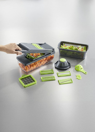 Küchenhelfer - Multifunktionsschneider, in Farbe GRÜN-GRAU