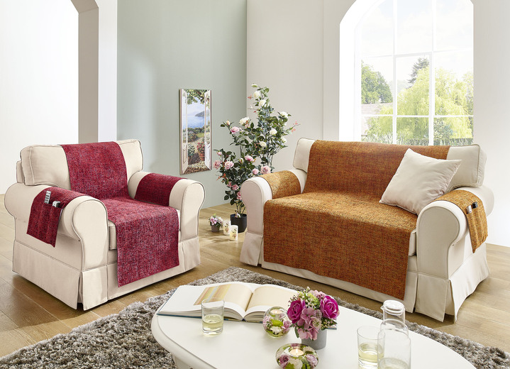 Sessel- & Sofaüberwürfe - Sessel,- Couch,- und Armlehnschoner , in Größe 101 (Sesselschoner, 50x140 cm) bis 865 (Armlehnenschoner, 2er-Set, 38x55 cm), in Farbe NATUR Ansicht 3