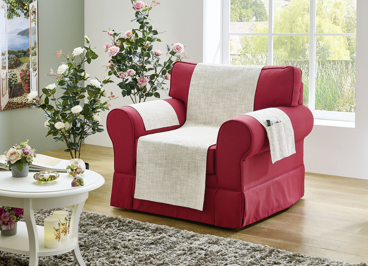 Sessel- & Sofaüberwürfe - Sessel,- Couch,- und Armlehnschoner , in Größe 101 (Sesselschoner, 50x140 cm) bis 865 (Armlehnenschoner, 2er-Set, 38x55 cm), in Farbe TERRA Ansicht 8