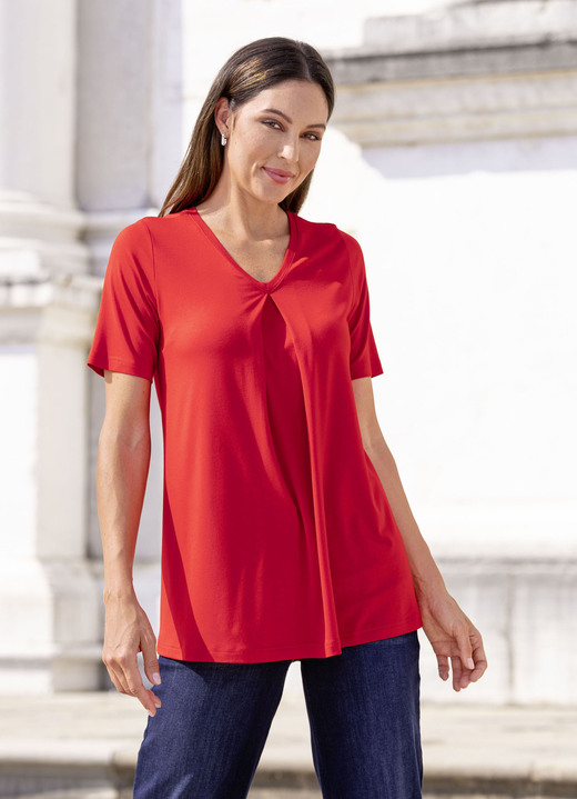 Kurzarm - Shirt mit Kellerfalte in 2 Farben, in Größe 036 bis 054, in Farbe ROYALBLAU Ansicht 3