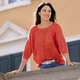 Basics - Pullover mit edlen Glitzerakzenten – Farbe ORANGE – Ansicht 2 Basics - Pullover mit edlen Glitzerakzenten, in Größe L(44/46) bis XS(32/34), in Farbe ORANGE – Farbe ORANGE – Ansicht 2