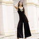 Freizeitkleider - Jumpsuit mit angenähtem Hüftbindegürtel in 3 Farben – Farbe SCHWARZ – Ansicht 3 Freizeitkleider - Jumpsuit mit angenähtem Hüftbindegürtel in 3 Farben, in Größe 034 bis 050, in Farbe SCHWARZ – Farbe SCHWARZ – Ansicht 3