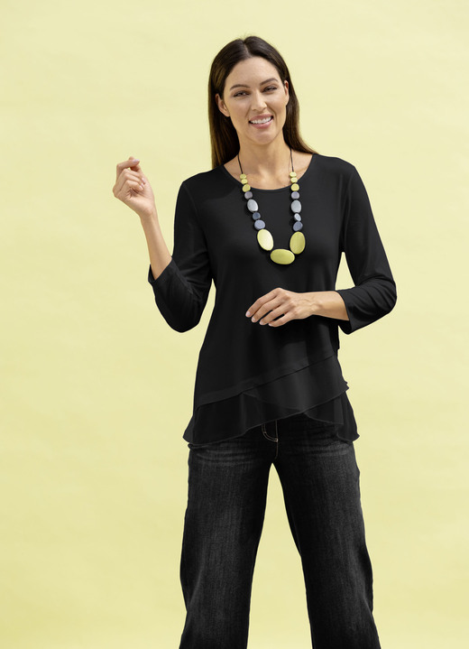 Basics - Shirt-Tunika mit Stufen-Volants, in Größe 036 bis 052, in Farbe ECRU Ansicht 2