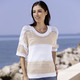 Kurzarm - Pulli aus reiner Baumwolle – Farbe BEIGE-WEISS – Ansicht 1 Kurzarm - Pulli aus reiner Baumwolle, in Größe L(44/46) bis XS(32/34), in Farbe BEIGE-WEISS – Farbe BEIGE-WEISS – Ansicht 1