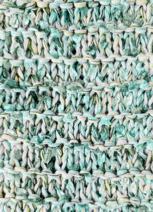 Langarm - Pullover mit hochwertigem Federeffektgarn, in Größe 036 bis 052, in Farbe AQUA-ECRU-MULTICOLOR Ansicht 4