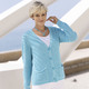 Basics - Strickjacke in Perlfang  – Farbe AQUA MELIERT – Ansicht 1 Basics - Strickjacke in Perlfang , in Größe 036 bis 052, in Farbe AQUA MELIERT – Farbe AQUA MELIERT – Ansicht 1
