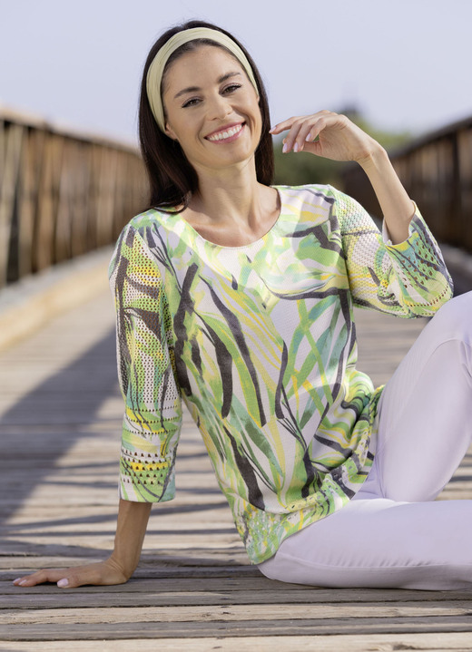 Pullover & Strickmode - Pullover mit Ajourakzenten, in Größe 036 bis 052, in Farbe WEISS-LIMETTE-MULTICOLOR Ansicht 3