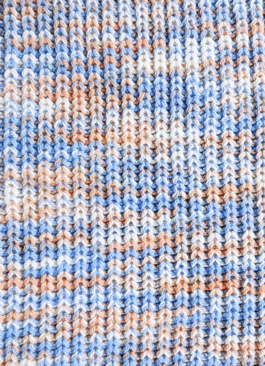 Strickjacken - Strickjacke mit tollem Melange-Effekt Ansicht 2 Strickjacken - Strickjacke mit tollem Melange-Effekt, in Größe 036 bis 052, in Farbe BLAU-ORANGE-WEISS Ansicht 2