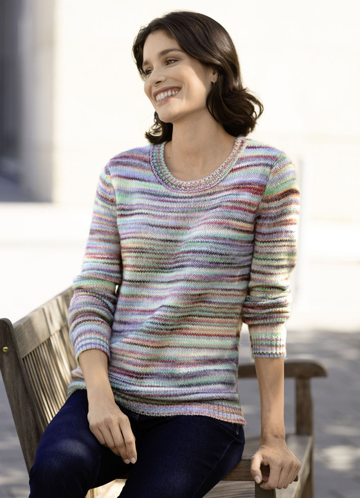 Pullover - Pullover aus Melangegarn, in Größe 036 bis 052, in Farbe GRÜN-ROST-MULTICOLOR