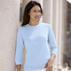 Basics - Pullover in Ajourdessin – Farbe BLEU – Ansicht 2 Basics - Pullover in Ajourdessin, in Größe 036 bis 052, in Farbe FLIEDER – Farbe BLEU – Ansicht 2
