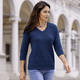 Basics - Pullover in Mustermix, in Größe 036 bis 052, in Farbe TÜRKIS – Farbe MARINE – Ansicht 2