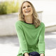 3/4-Arm - Pullover mit dekorativen Armabschlüssen – Farbe GRÜN-NACHTBLAU 3/4-Arm - Pullover mit dekorativen Armabschlüssen, in Größe 036 bis 052, in Farbe GELB-SCHWARZ