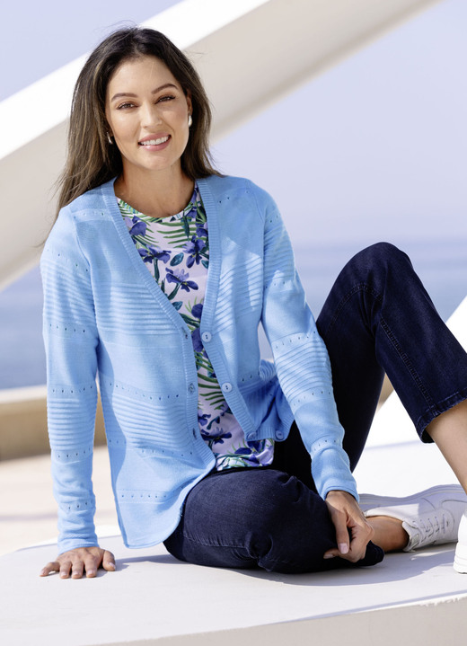 Basics - Strickjacke in Mustermix, in Größe 038 bis 054, in Farbe BLEU Ansicht 2