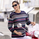 3/4-Arm - Pullover in Ringeldessin, in Größe 036 bis 052, in Farbe MARINE-MULTICOLOR – Farbe MARINE-MULTICOLOR – Ansicht 2