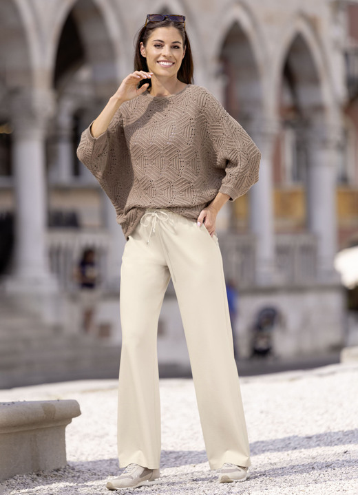 Basics - Pullover mit nachhaltig recycelter Baumwolle, in Größe 036 bis 052, in Farbe TAUPE MELIERT Ansicht 2