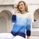 3/4-Arm - Pullover mit Ajour-Rautendessin, in Größe 036 bis 052, in Farbe WEISS-HELLBLAU-MULTICOLOR – Farbe WEISS-HELLBLAU-MULTICOLOR – Ansicht 1