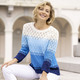 3/4-Arm - Pullover mit Ajour-Rautendessin – Farbe WEISS-HELLBLAU-MULTICOLOR – Ansicht 3 3/4-Arm - Pullover mit Ajour-Rautendessin, in Größe 036 bis 052, in Farbe WEISS-HELLBLAU-MULTICOLOR – Farbe WEISS-HELLBLAU-MULTICOLOR – Ansicht 3