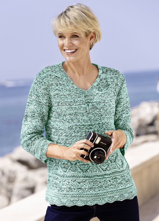 3/4-Arm - Pullover aus Melangegarn Ansicht 3 3/4-Arm - Pullover aus Melangegarn, in Größe 038 bis 054, in Farbe ROT-GELB-MULTICOLOR Ansicht 3