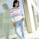 Langarm - Pullover in weichem Feinstrick, in Größe 036 bis 052, in Farbe HELLBLAU-ROSA-MULTICOLOR – Farbe HELLBLAU-ROSA-MULTICOLOR – Ansicht 2