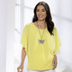 Kurzarm - Shirt mit Chiffon-Überwurf in 2 Farben, in Größe 036 bis 052, in Farbe GELB