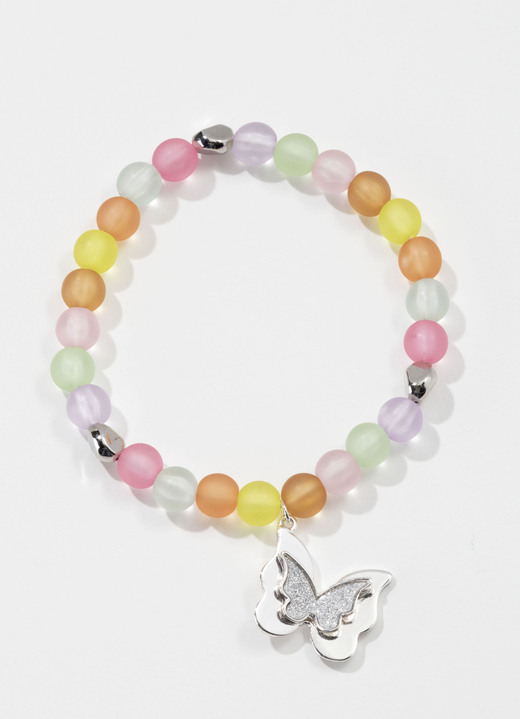 Armbänder - Stretch-Armband mit Schmettleringsanhänger, in Farbe MULTICOLOR