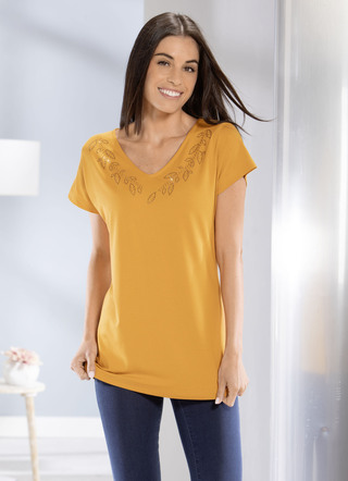 Shirt mit dekorativer Strasssteinzier