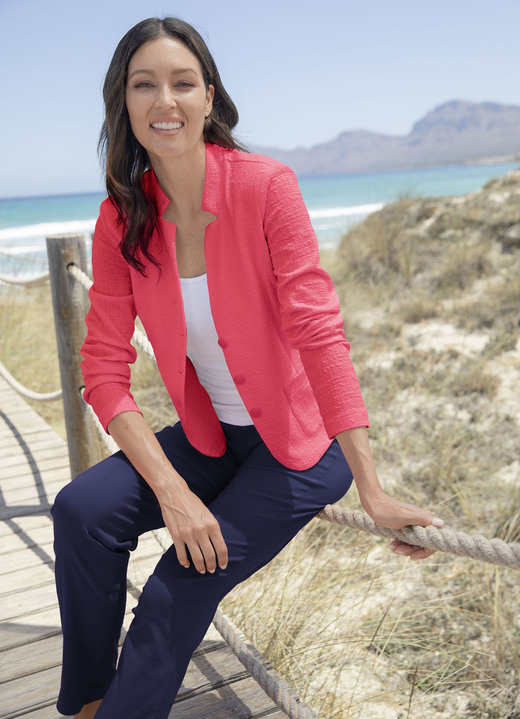 Langarm - Blusenblazer mit Schulterpolstern, in Größe 036 bis 052, in Farbe BLAU Ansicht 16