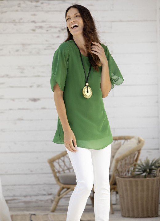 Tuniken - Unifarbene Tunika Ansicht 2 Tuniken - Unifarbene Tunika, in Größe 036 bis 054, in Farbe OLIV Ansicht 2