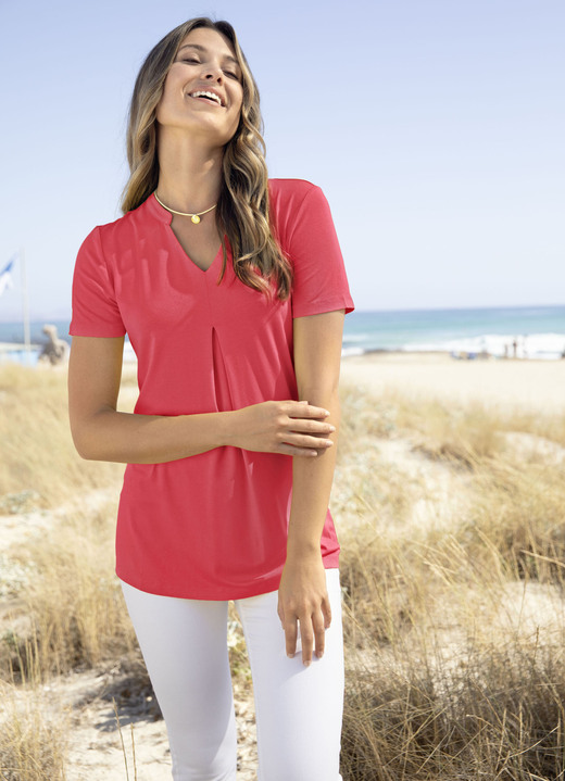 Basics - Unifarbene Shirt-Tunika Basics - Unifarbene Shirt-Tunika, in Größe 036 bis 054, in Farbe KORALLE