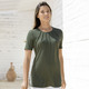 Tuniken - Unifarbene Shirt-Tunika – Farbe OLIV – Ansicht 2 Tuniken - Unifarbene Shirt-Tunika, in Größe 036 bis 054, in Farbe OLIV – Farbe OLIV – Ansicht 2