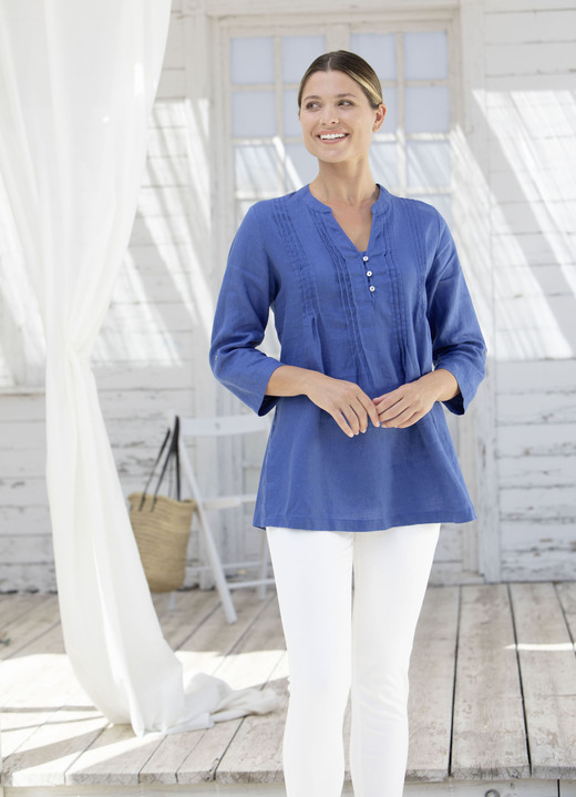 Basics - Tunika mit Schmuckknöpfen, in Größe 036 bis 054, in Farbe JEANSBLAU Ansicht 2
